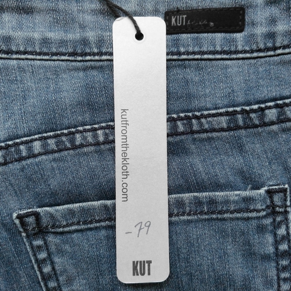 New KUT from the Kloth Raw Hem Gaucho Jeans Blue 8 - Picture 5 of 8